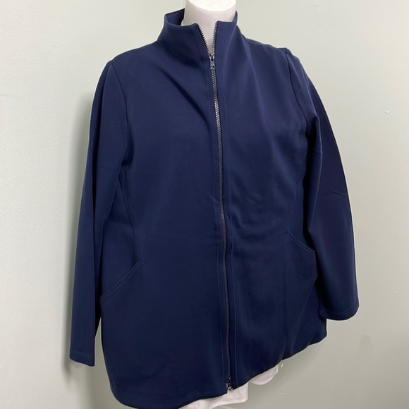 Eileen Fisher jersey cotton zip front jacket - Picture 1 of 6